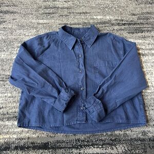 UNIVERSAL THREADS Collared Button Down Cropped Long Sleeve Top